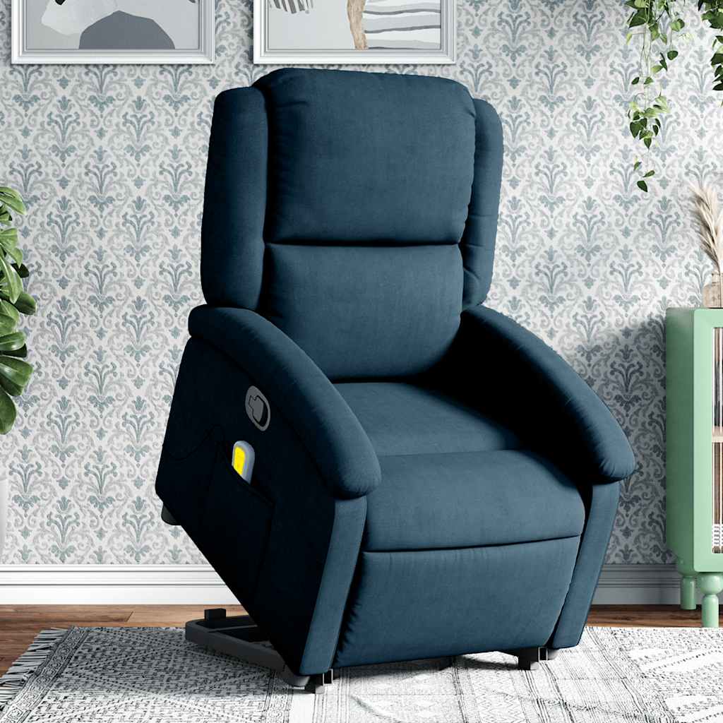 vidaXL Sillón reclinable de masaje elevable terciopelo azul