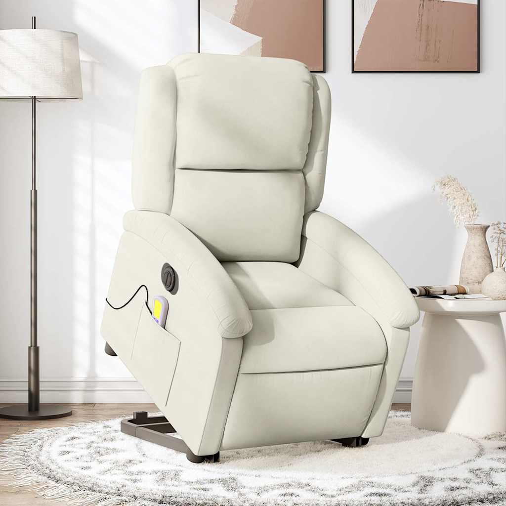 vidaXL Sillón reclinable de masaje eléctrico elevable terciopelo crema