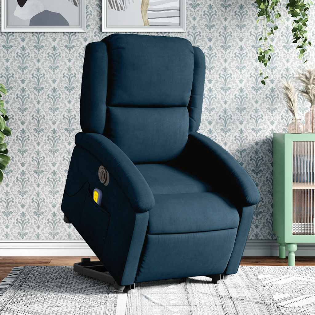 vidaXL Sillón reclinable de masaje eléctrico elevable terciopelo azul