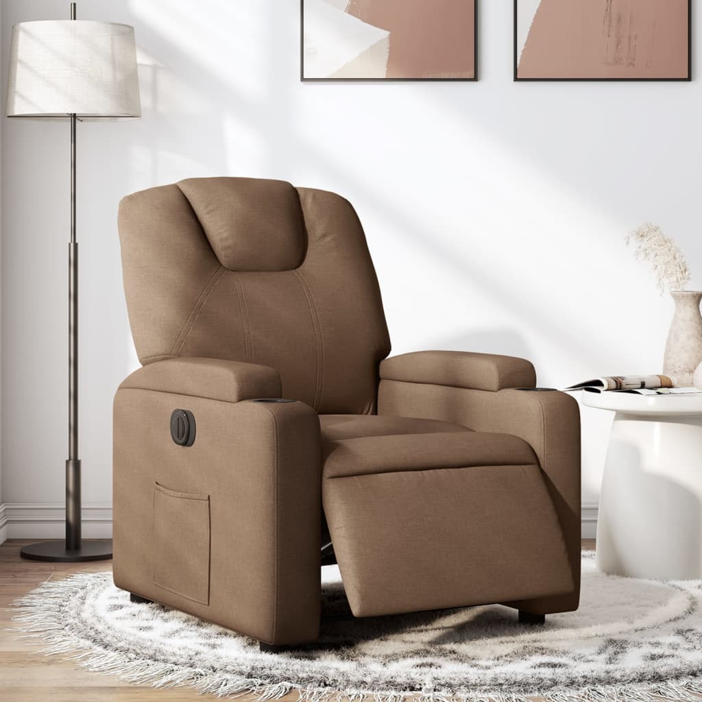 vidaXL Sillón reclinable eléctrico de tela marrón