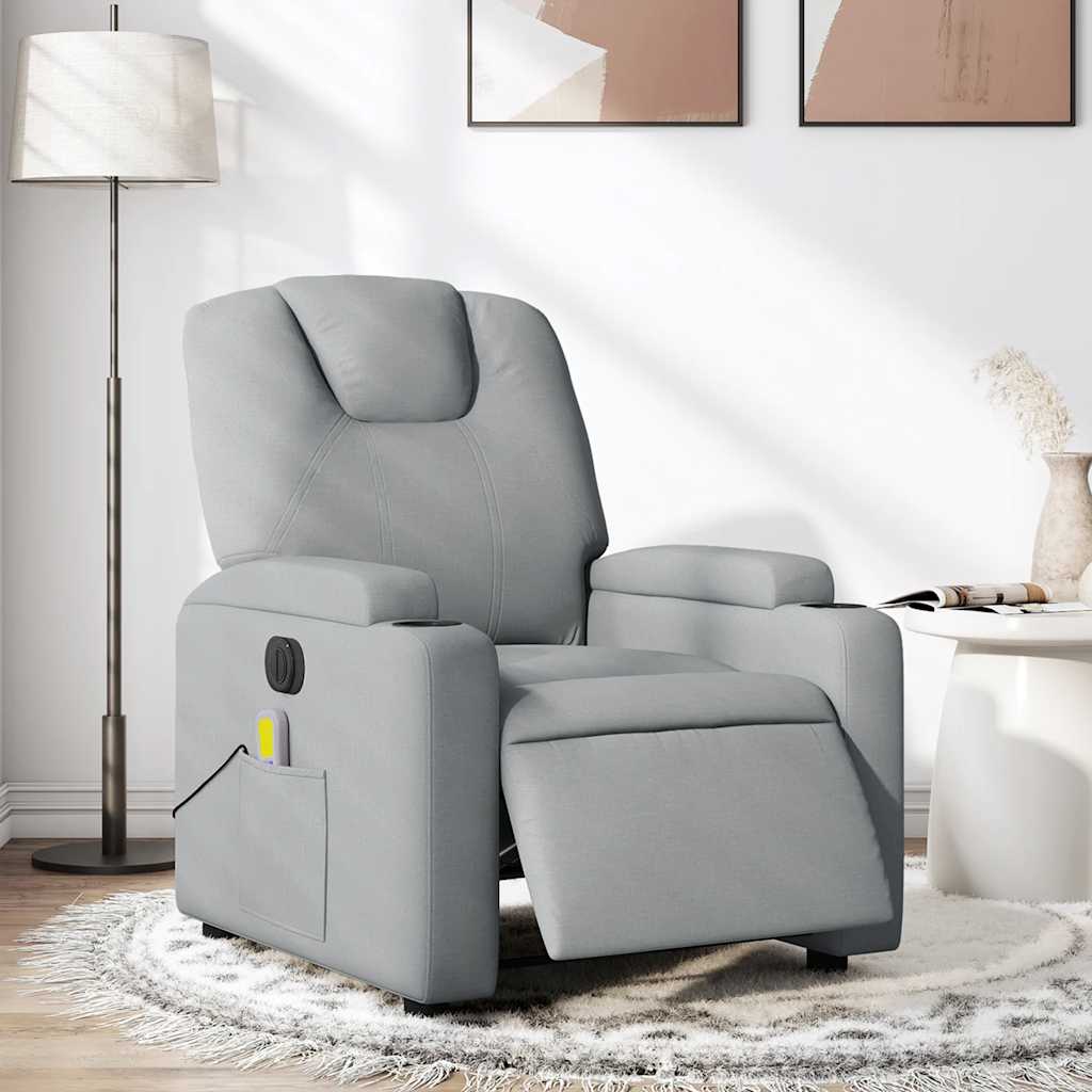 vidaXL Sillón reclinable de masaje eléctrico tela gris claro
