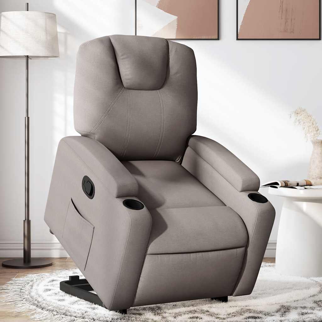 vidaXL Sillón reclinable elevable tela gris taupe