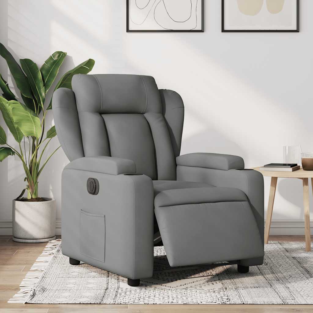vidaXL Sillón reclinable eléctrico de tela gris oscuro