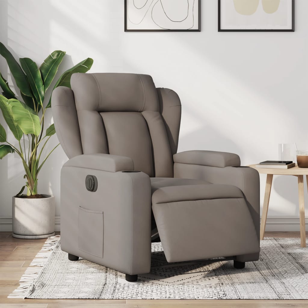 vidaXL Sillón reclinable eléctrico tela gris taupé