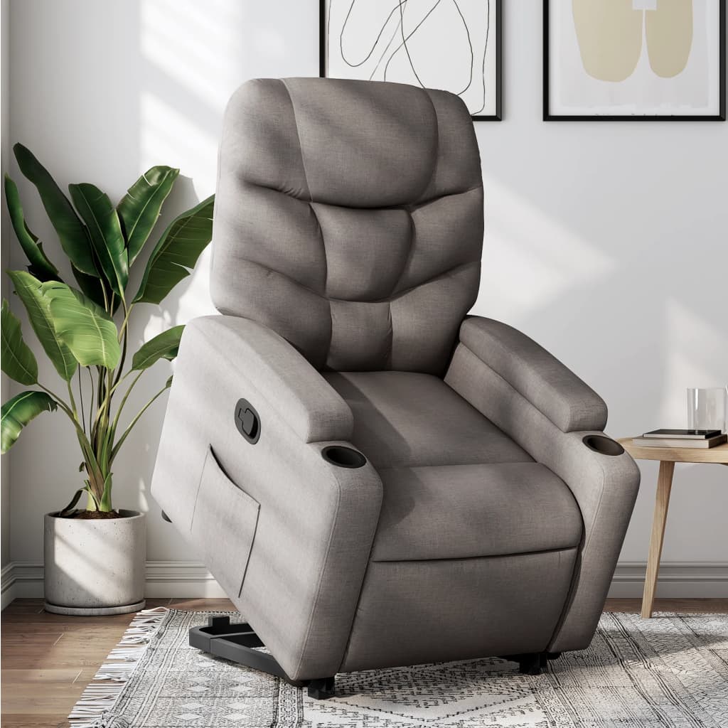 vidaXL Sillón reclinable elevable tela gris taupe