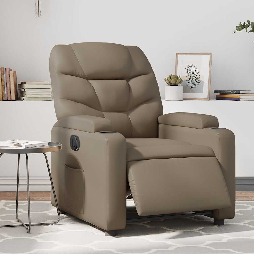 vidaXL Sillón reclinable eléctrico de cuero sintético color capuchino