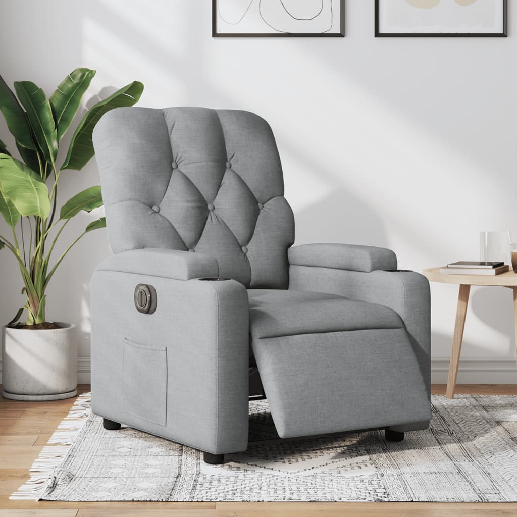 vidaXL Sillón reclinable eléctrico tela gris claro