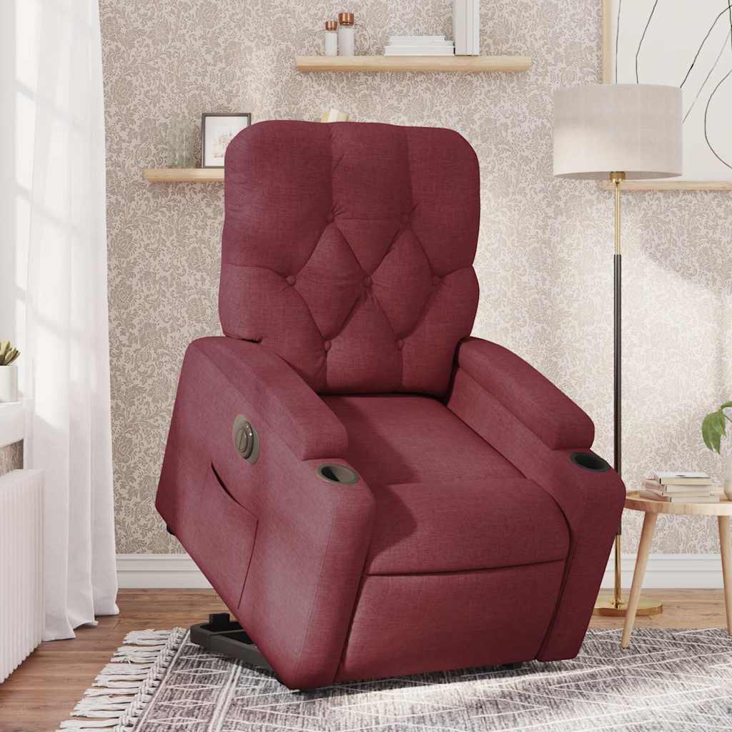 vidaXL Sillón eléctrico reclinable elevable de tela rojo tinto