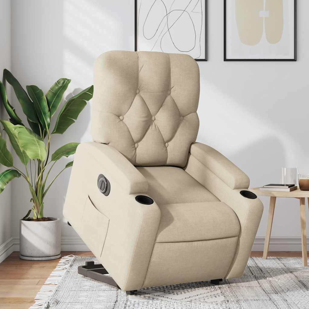 vidaXL Sillón eléctrico reclinable elevable de tela color crema