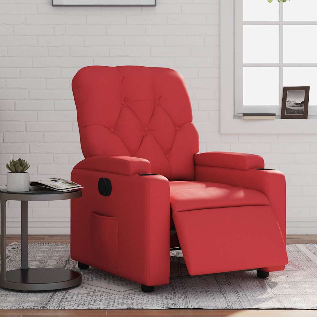 vidaXL Sillón reclinable eléctrico de cuero sintético rojo