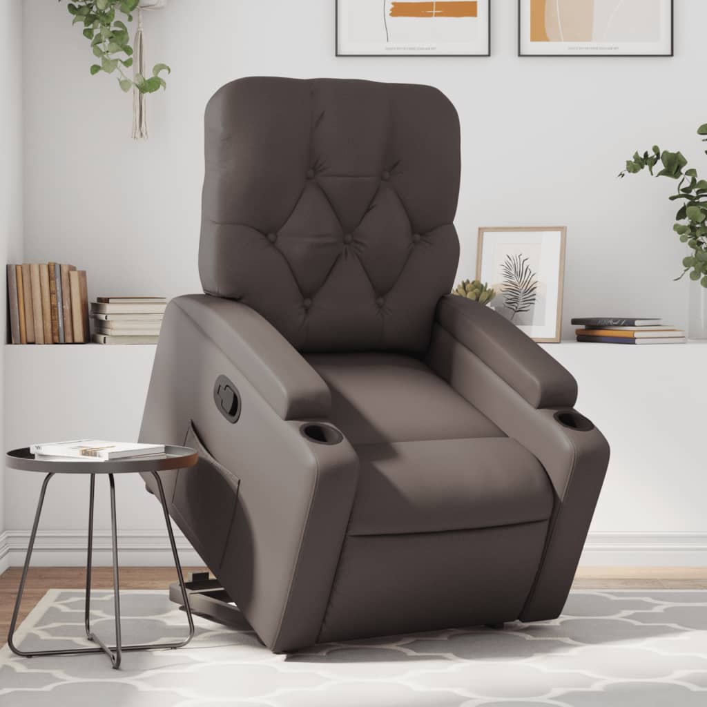 vidaXL Sillón reclinable elevable cuero sintético marrón