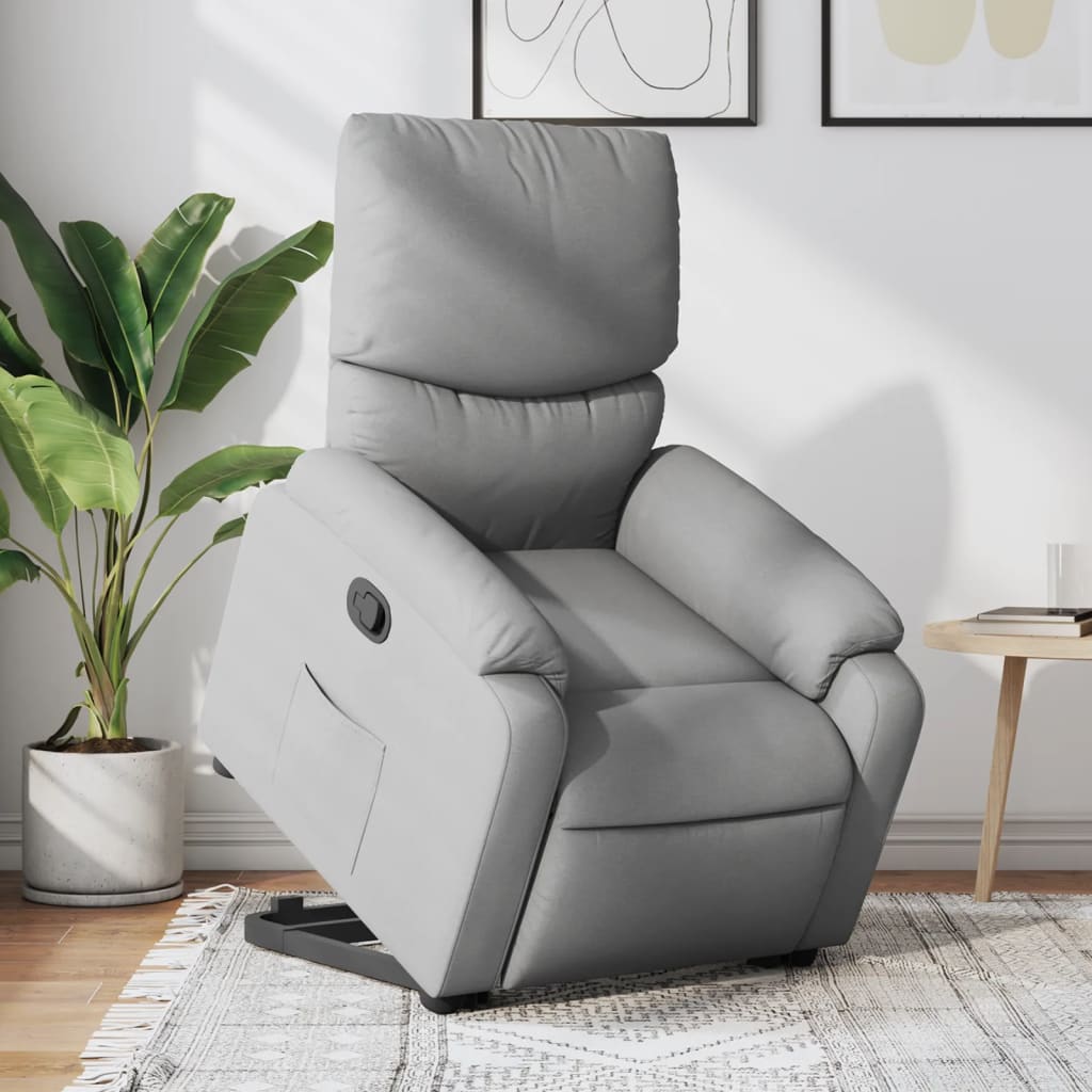 vidaXL Sillón reclinable elevable de tela gris claro