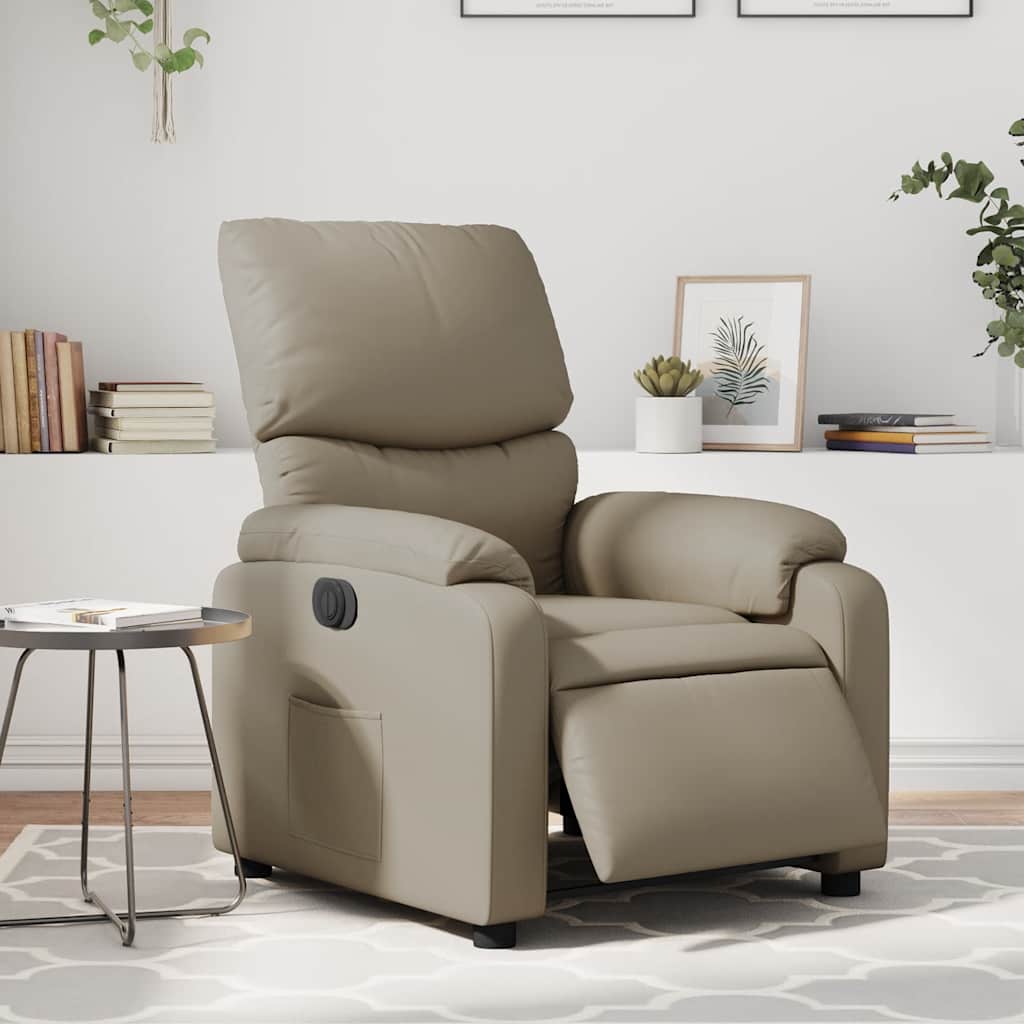 vidaXL Sillón reclinable eléctrico de cuero sintético color capuchino