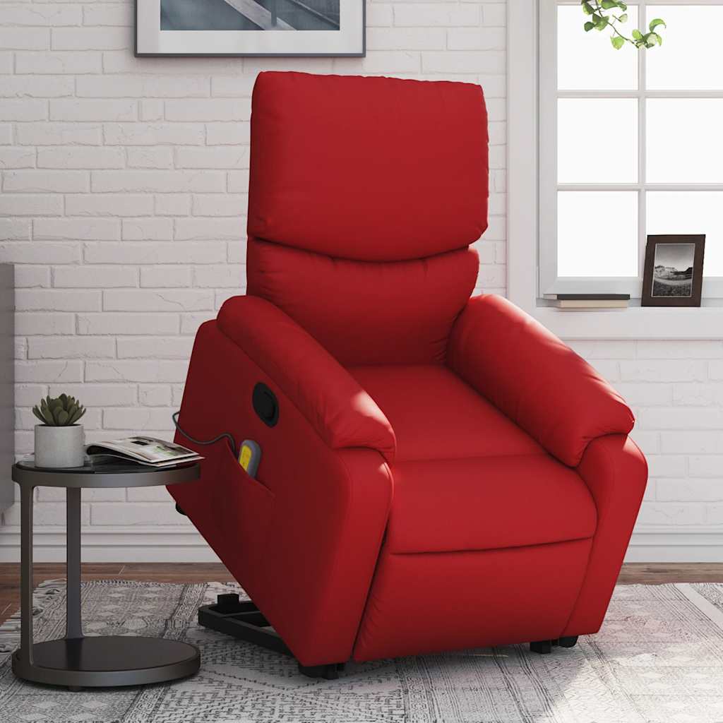 vidaXL Sillón reclinable de masaje de pie cuero artificial rojo