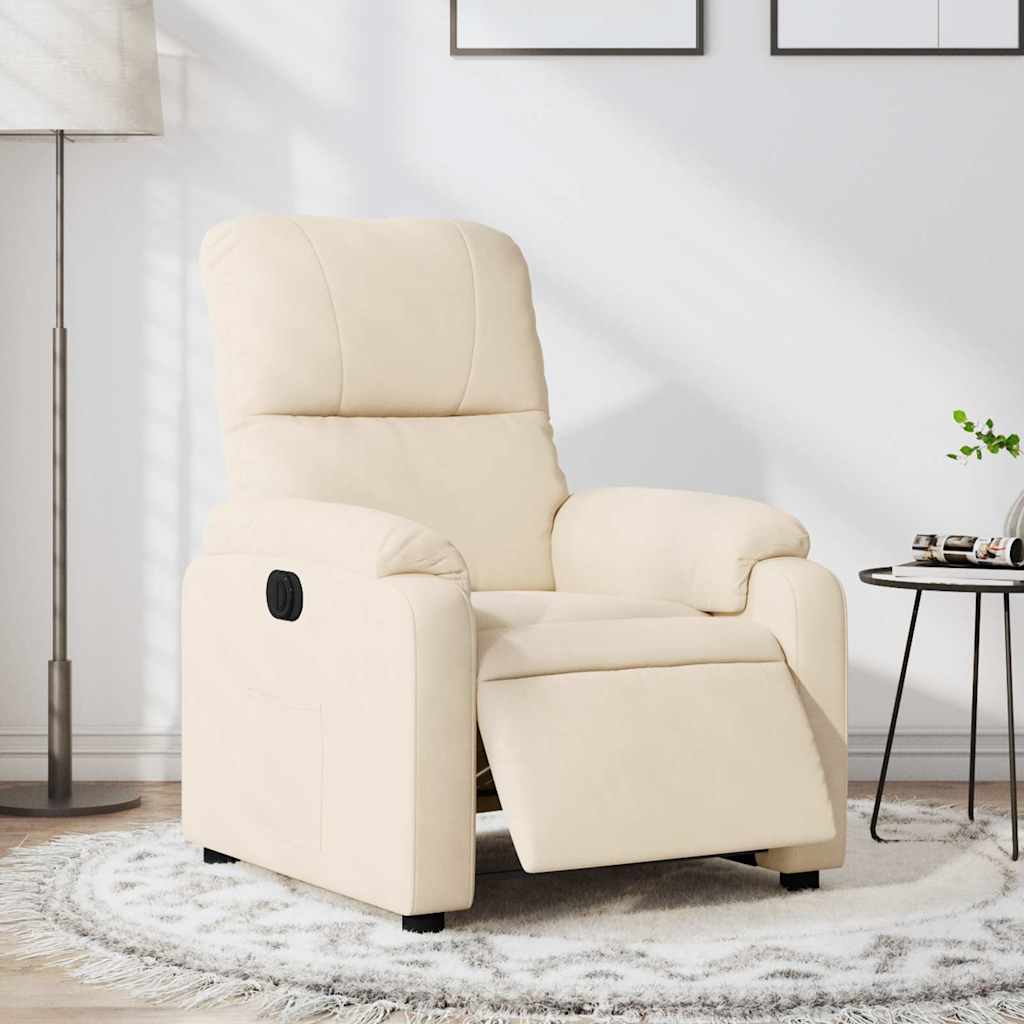 vidaXL Sillón reclinable eléctrico tela de microfibra beige
