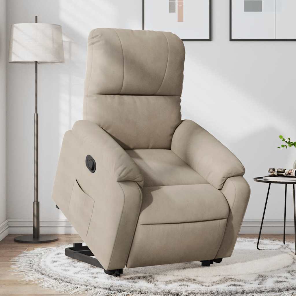 vidaXL Sillón reclinable elevable tela de microfibra gris taupe