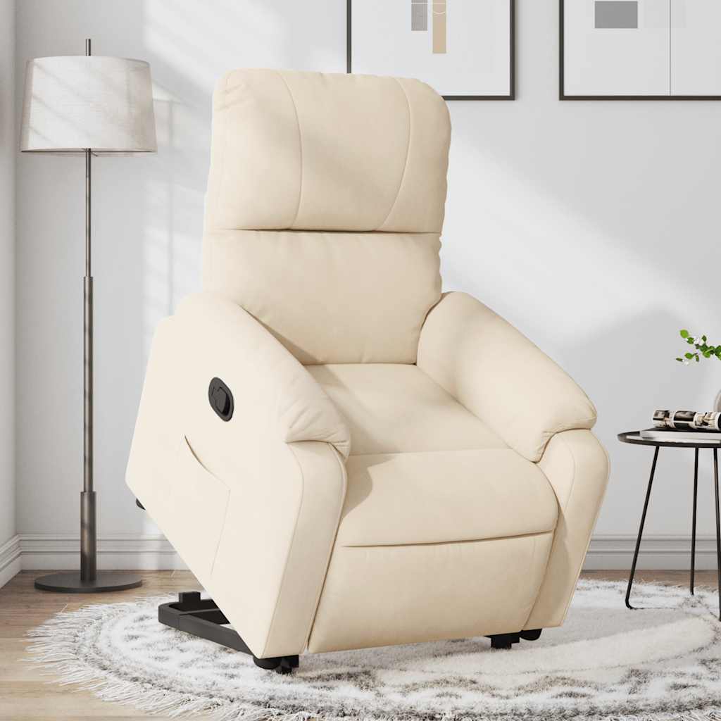 vidaXL Sillón reclinable elevable tela de microfibra beige