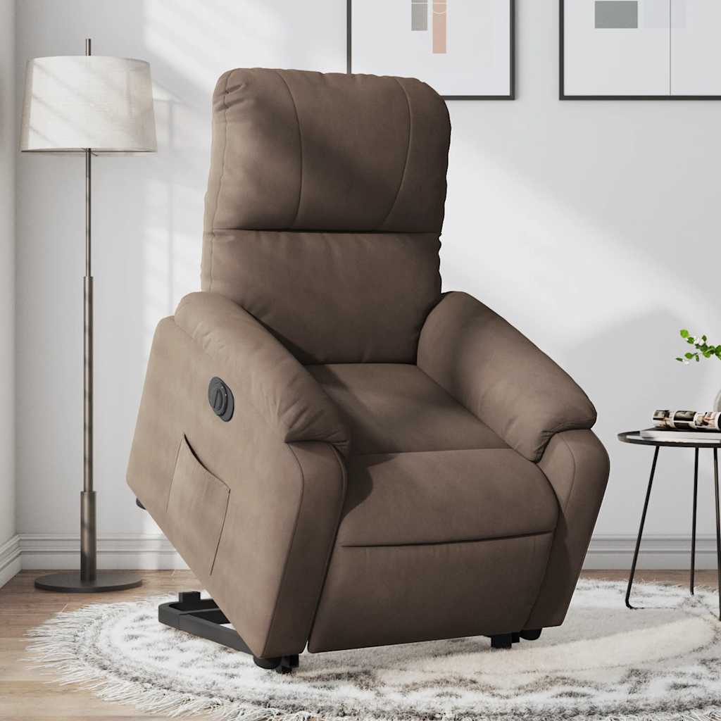 vidaXL Sillón eléctrico reclinable elevable tela microfibra marrón