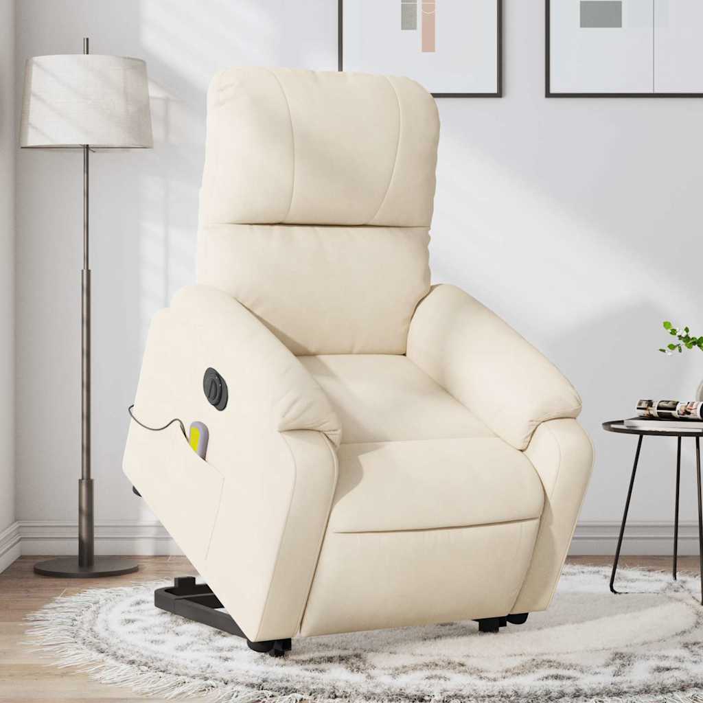 vidaXL Sillón masaje eléctrico reclinable elevable tela beige