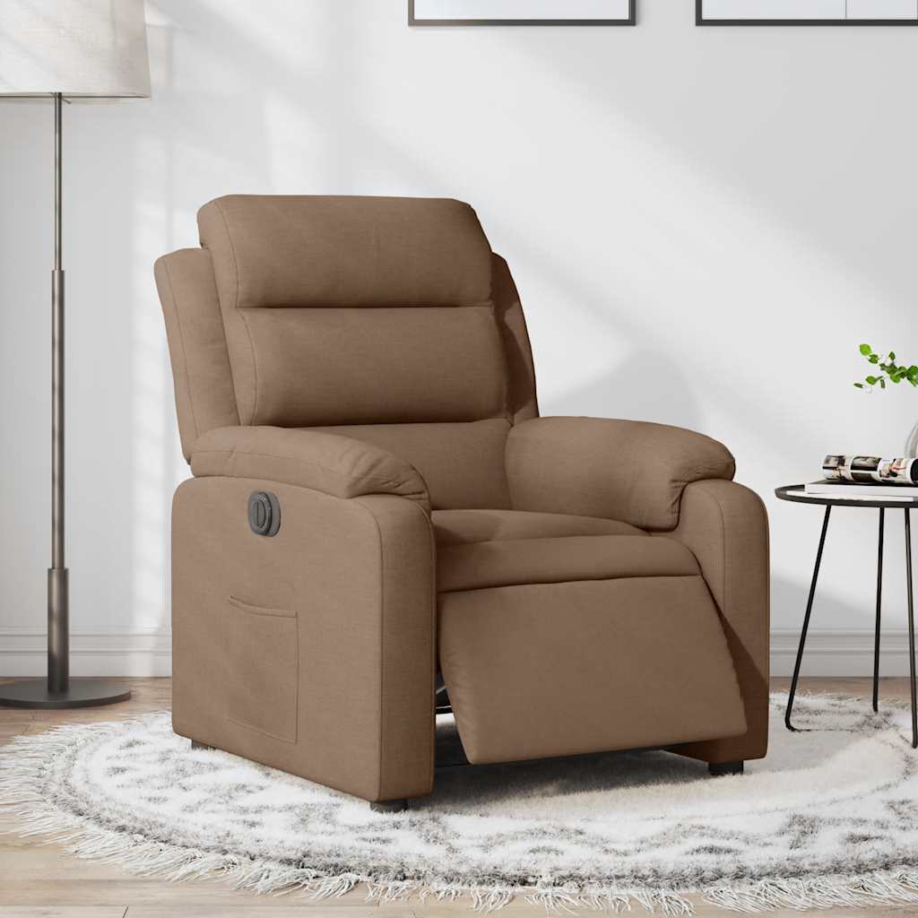 vidaXL Sillón reclinable eléctrico de tela marrón