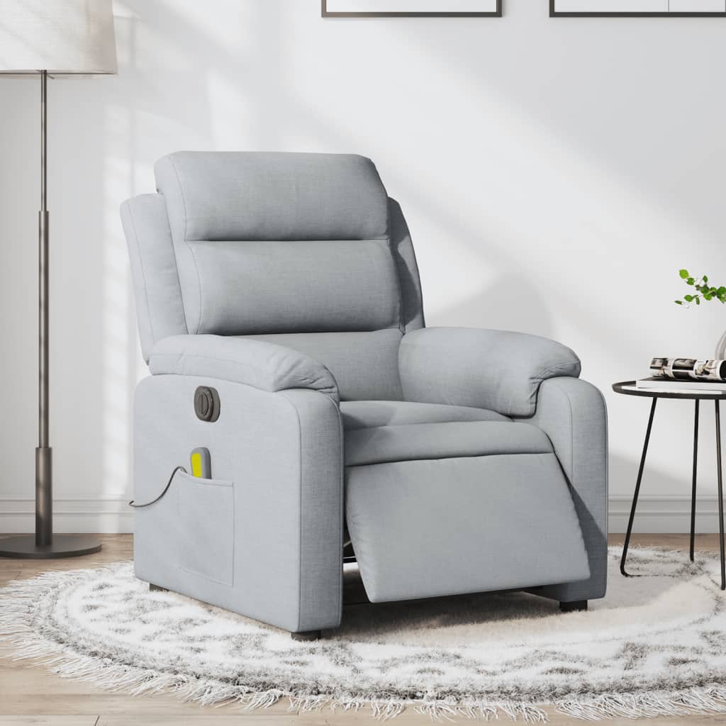 vidaXL Sillón reclinable de masaje eléctrico tela gris claro