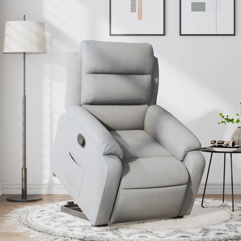vidaXL Sillón reclinable elevable de tela gris claro