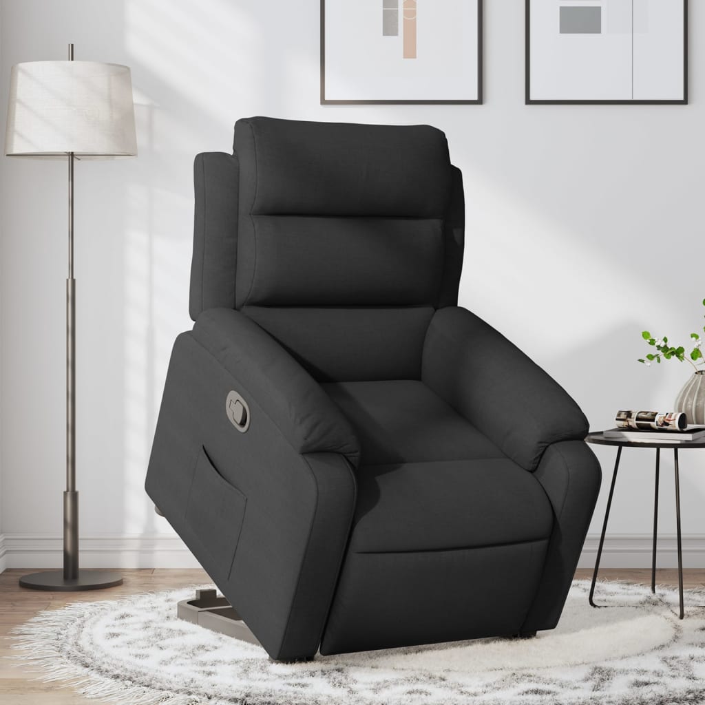 vidaXL Sillón reclinable elevable tela negro