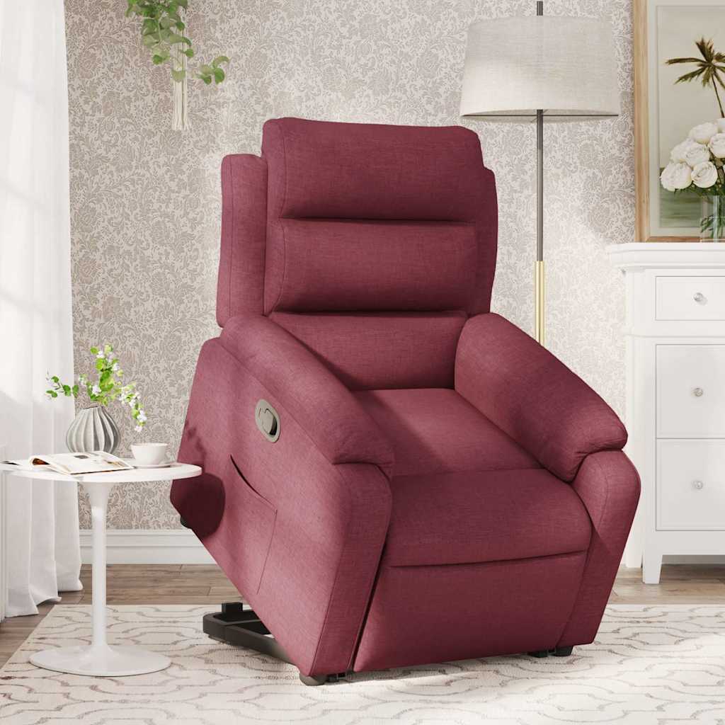 vidaXL Sillón reclinable elevable tela rojo tinto