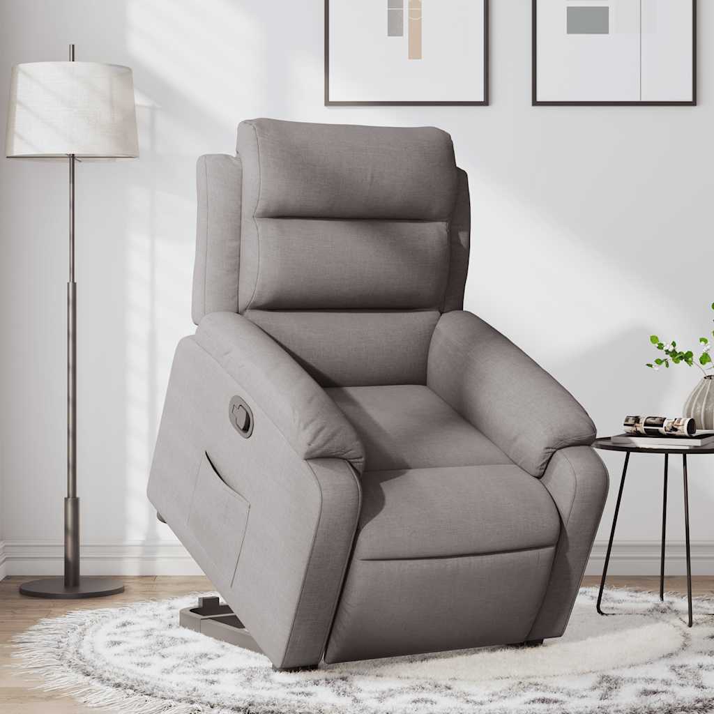 vidaXL Sillón reclinable elevable tela gris taupe