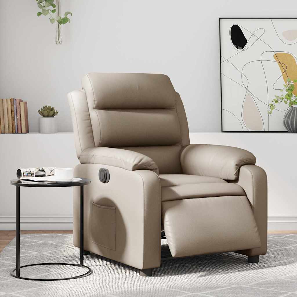 vidaXL Sillón reclinable eléctrico de cuero sintético color capuchino