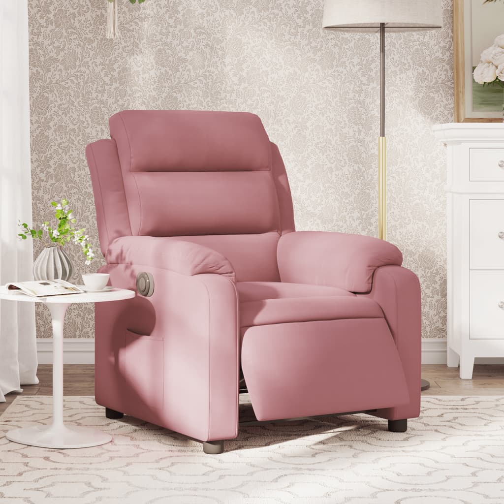 vidaXL Sillón reclinable eléctrico de terciopelo rosa