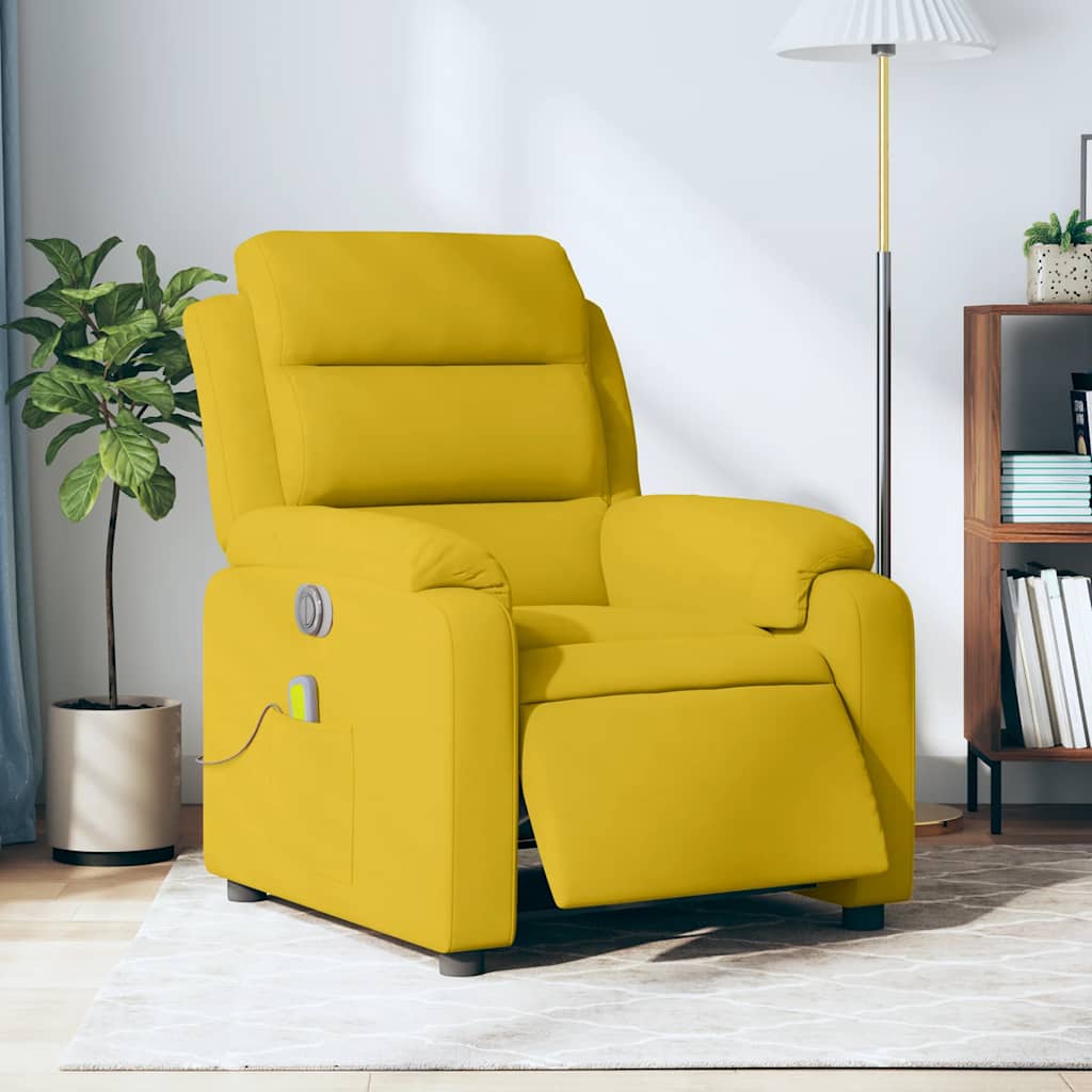 vidaXL Sillón reclinable de masaje eléctrico terciopelo amarillo