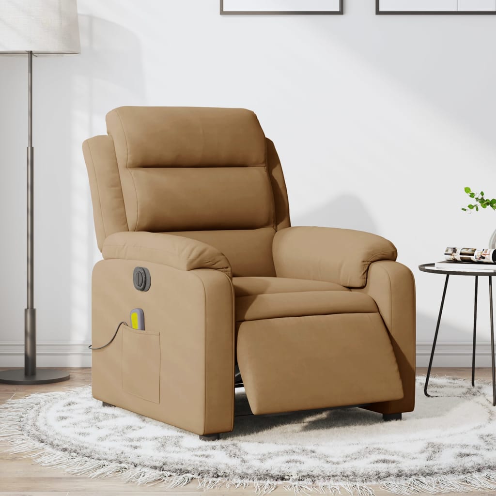 vidaXL Sillón reclinable de masaje eléctrico terciopelo marrón