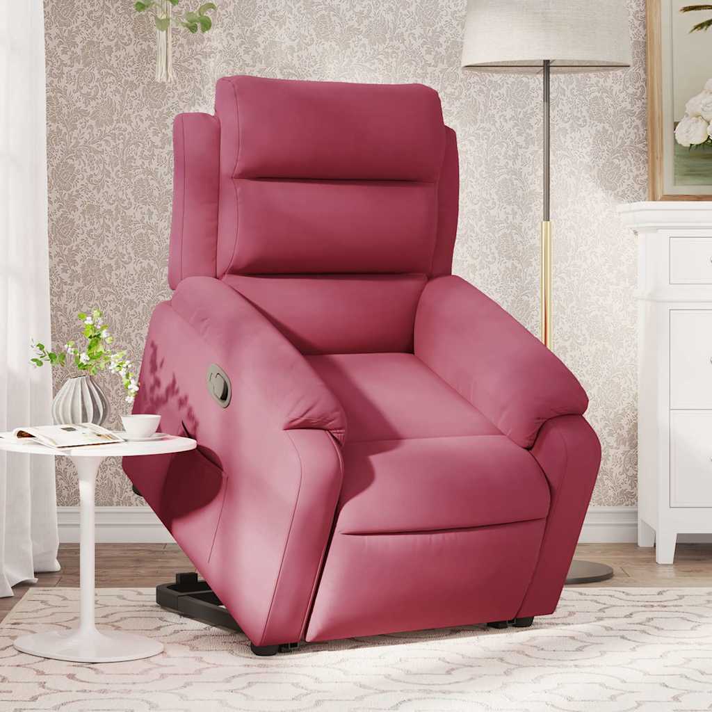 vidaXL Sillón reclinable elevable terciopelo rojo tinto