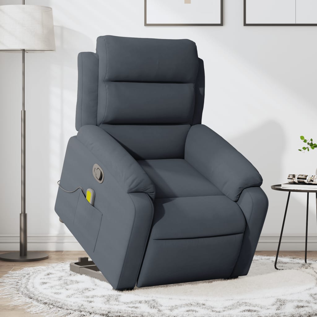 vidaXL Sillón reclinable de masaje elevable terciopelo gris oscuro