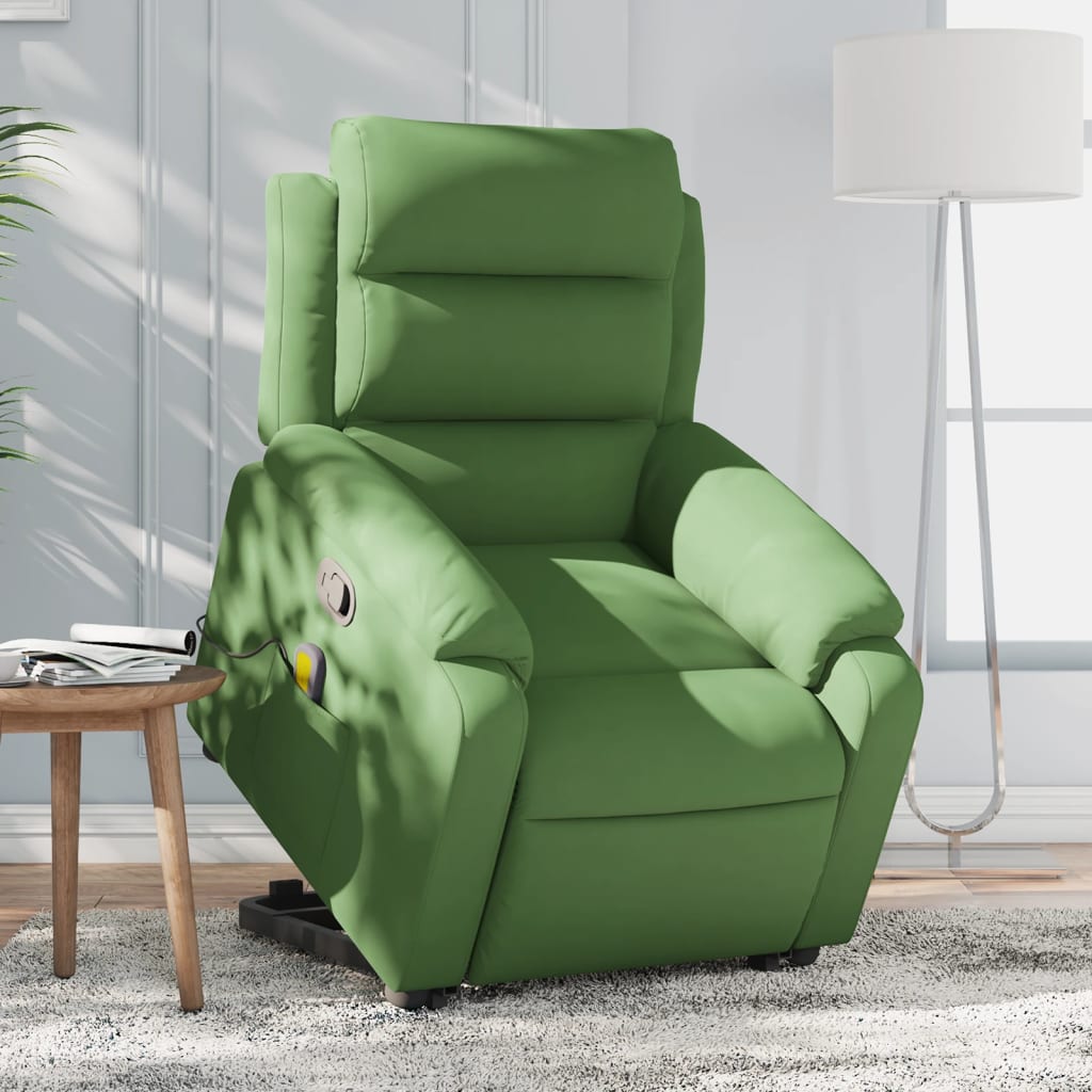 vidaXL Sillón reclinable de masaje elevable terciopelo verde claro