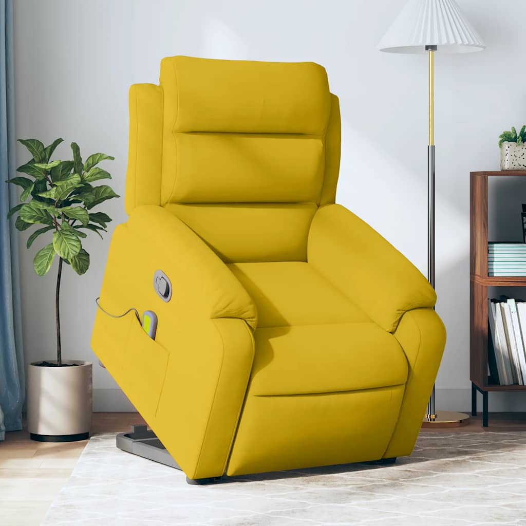 vidaXL Sillón reclinable de masaje elevable terciopelo amarillo