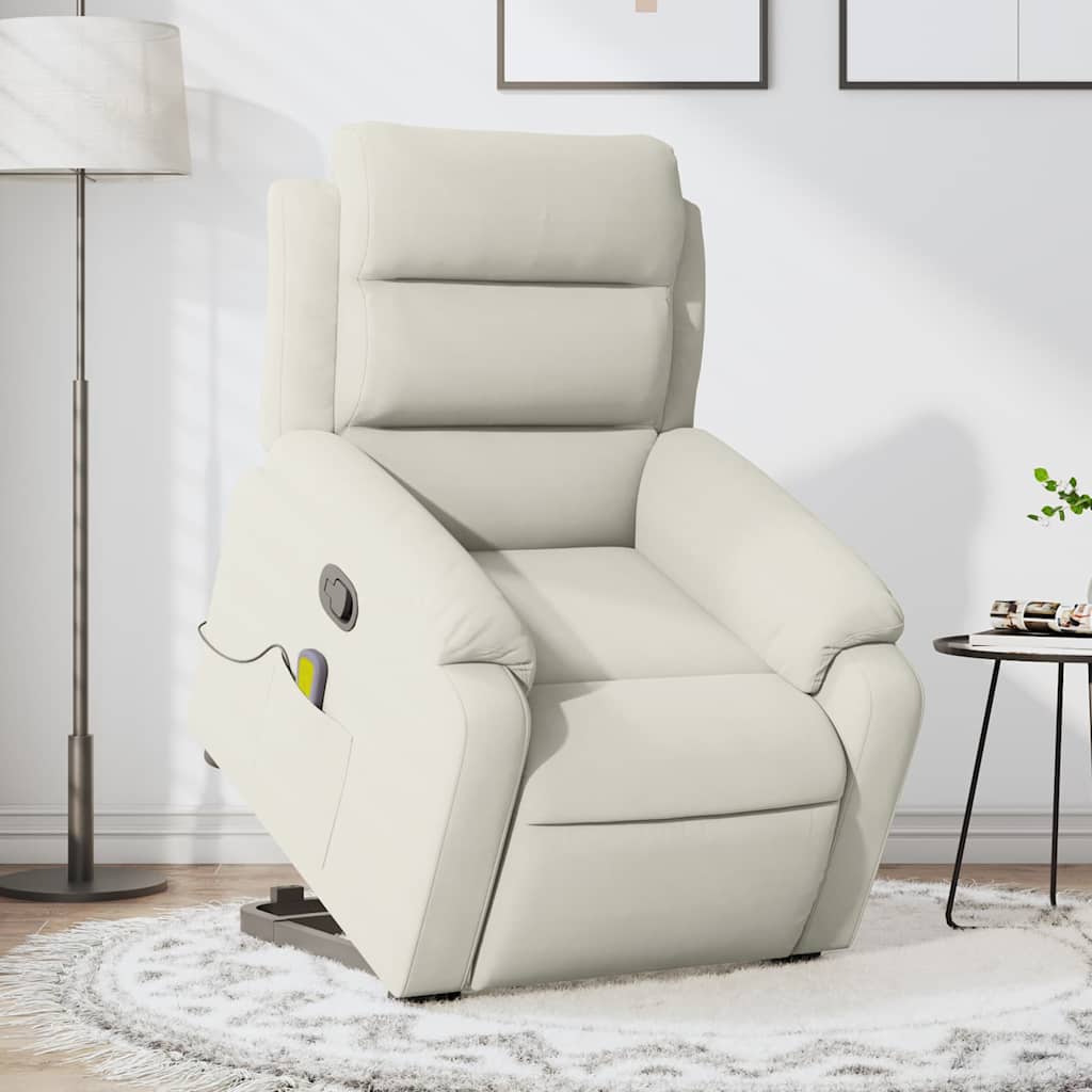 vidaXL Sillón reclinable de masaje elevable terciopelo crema