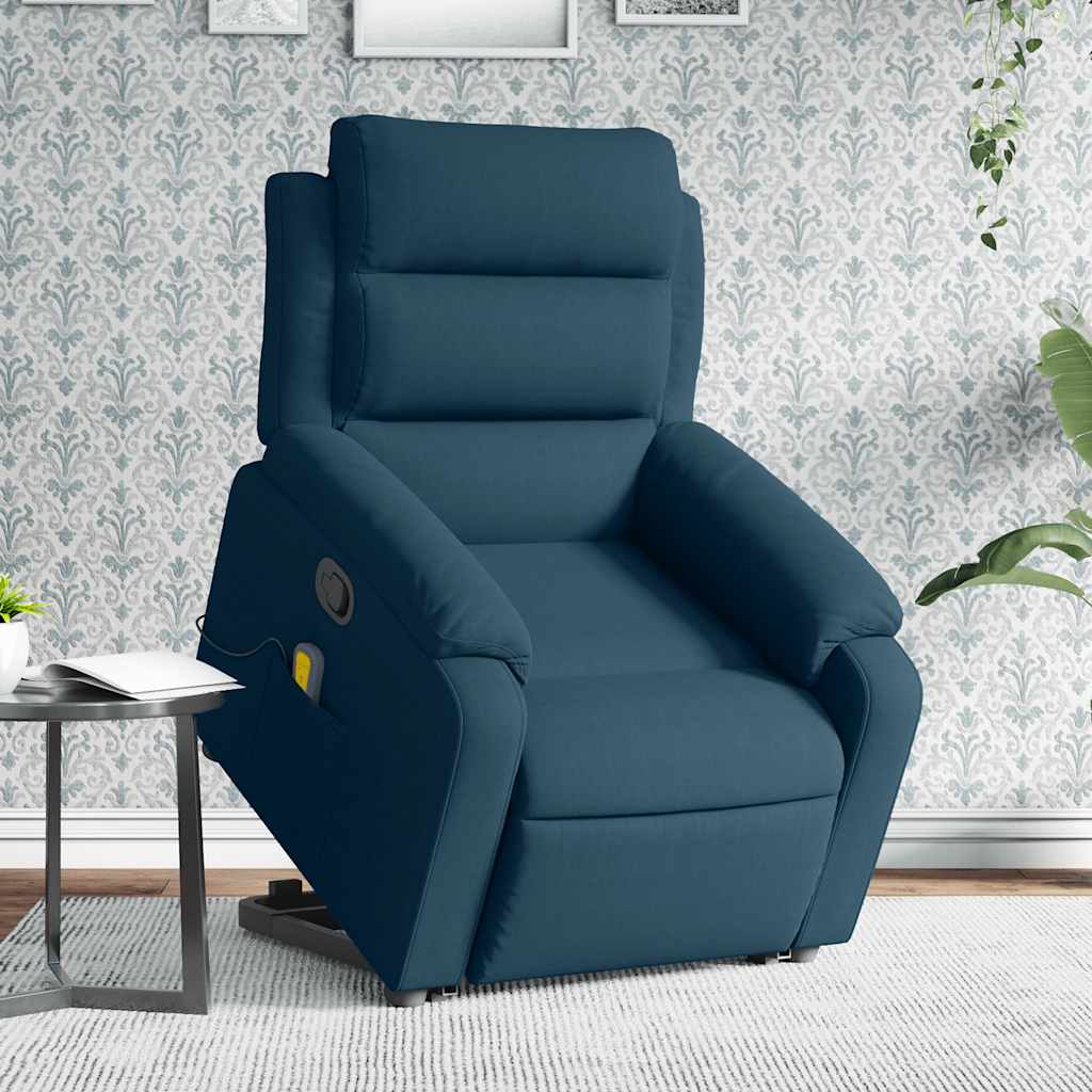 vidaXL Sillón reclinable de masaje elevable terciopelo azul