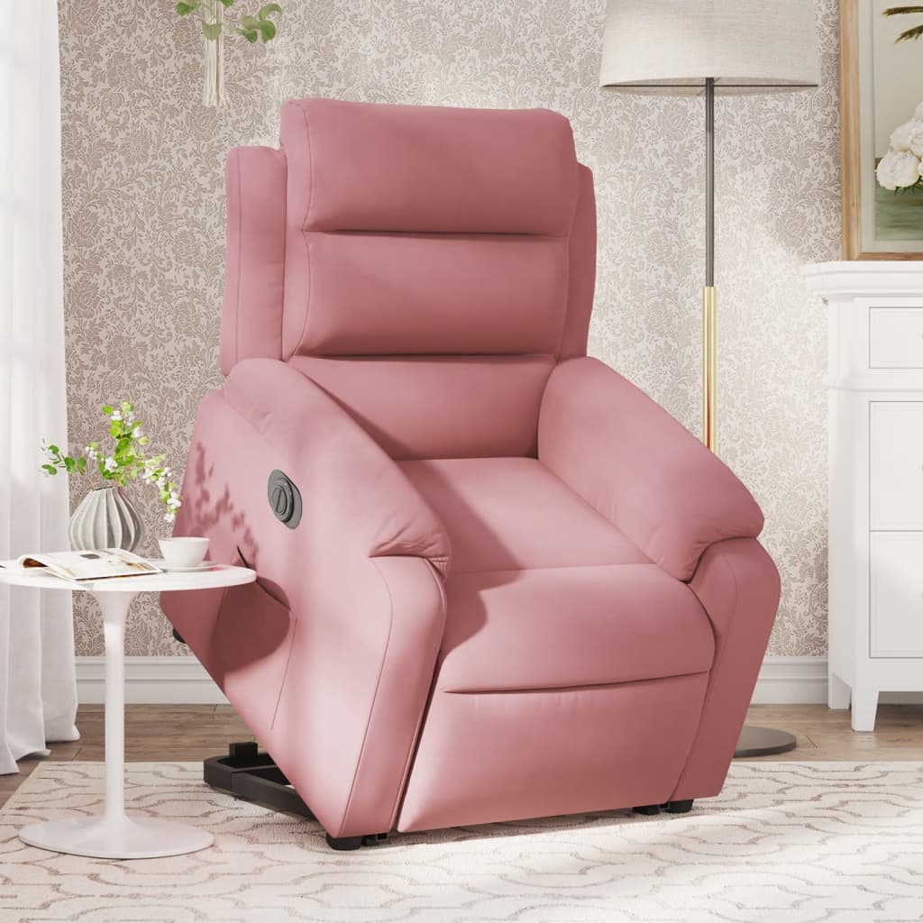 vidaXL Sillón eléctrico reclinable elevable de terciopelo rosa