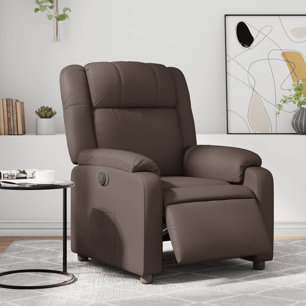vidaXL Sillón reclinable eléctrico de cuero sintético marrón