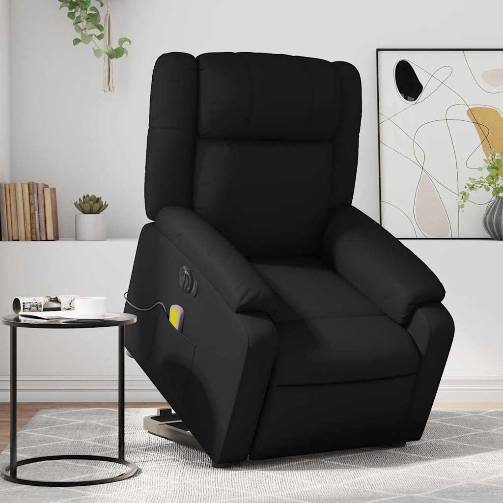 vidaXL Sillón de masaje elevable eléctrico cuero sintético negro