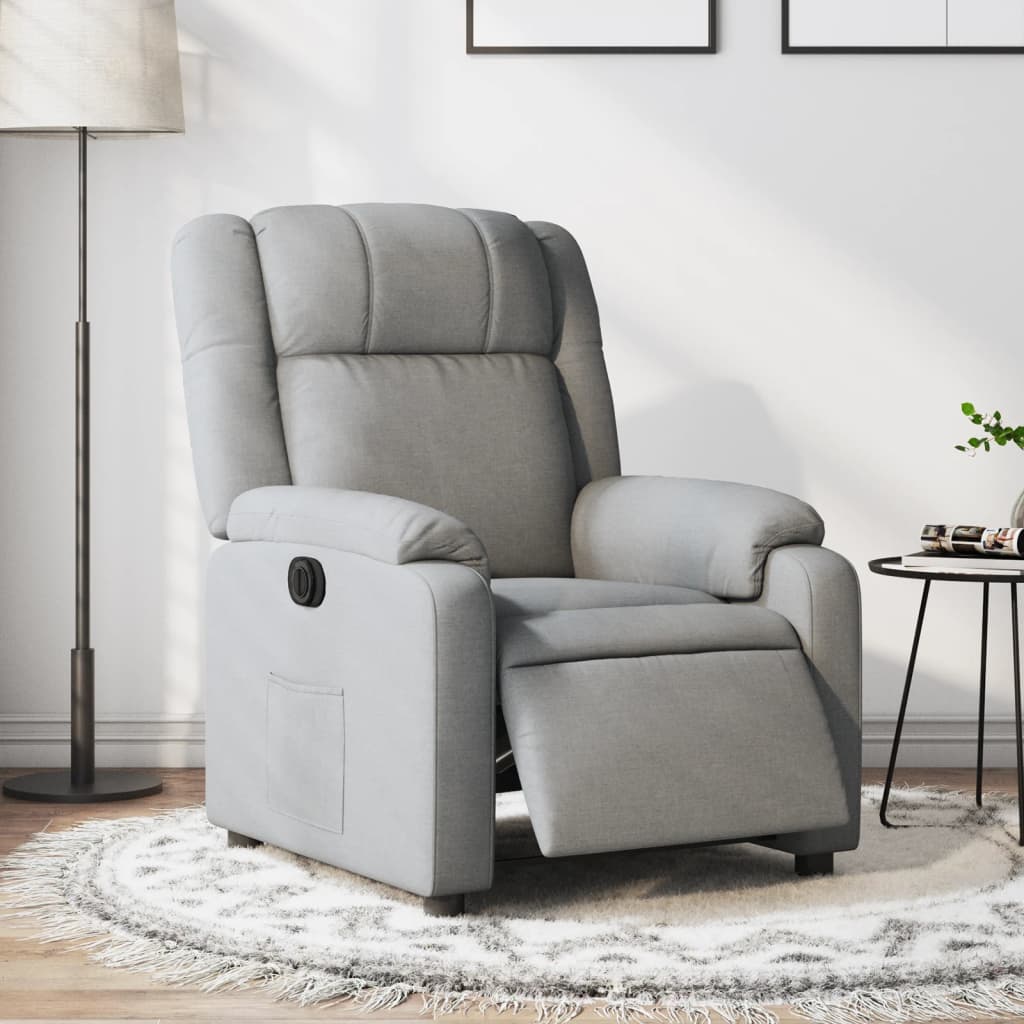 vidaXL Sillón reclinable eléctrico tela gris claro