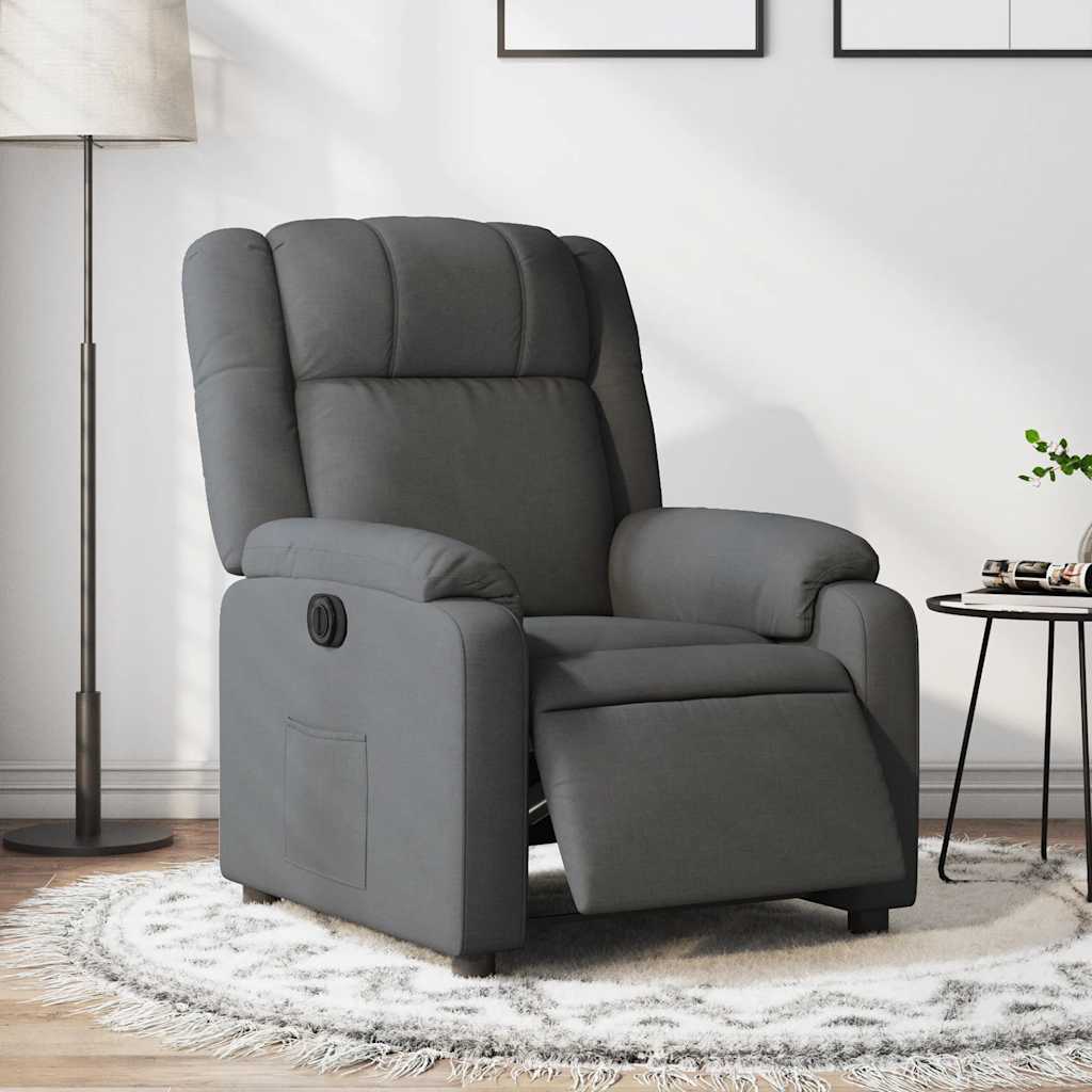 vidaXL Sillón reclinable eléctrico de tela gris oscuro