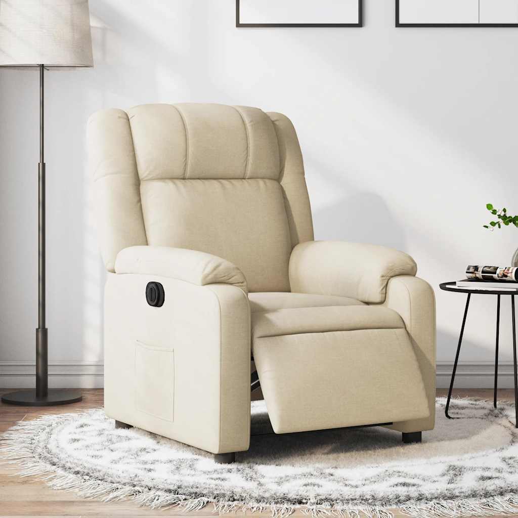 vidaXL Sillón reclinable eléctrico de tela crema