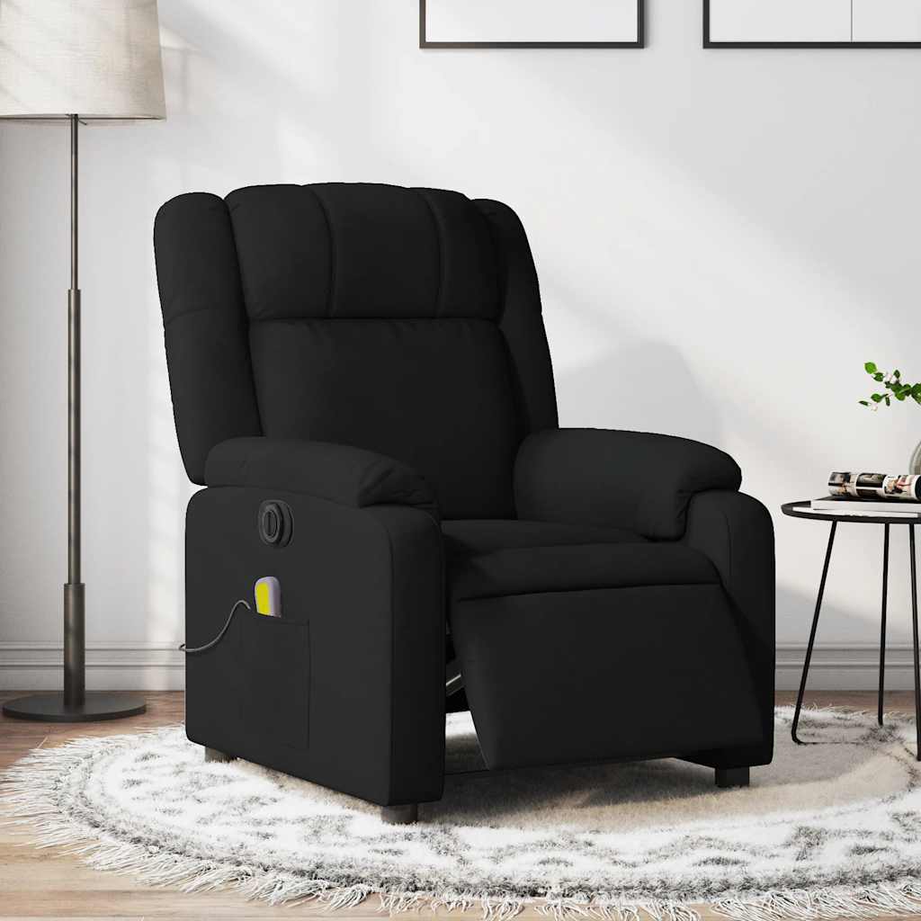 vidaXL Sillón reclinable de masaje eléctrico tela negro