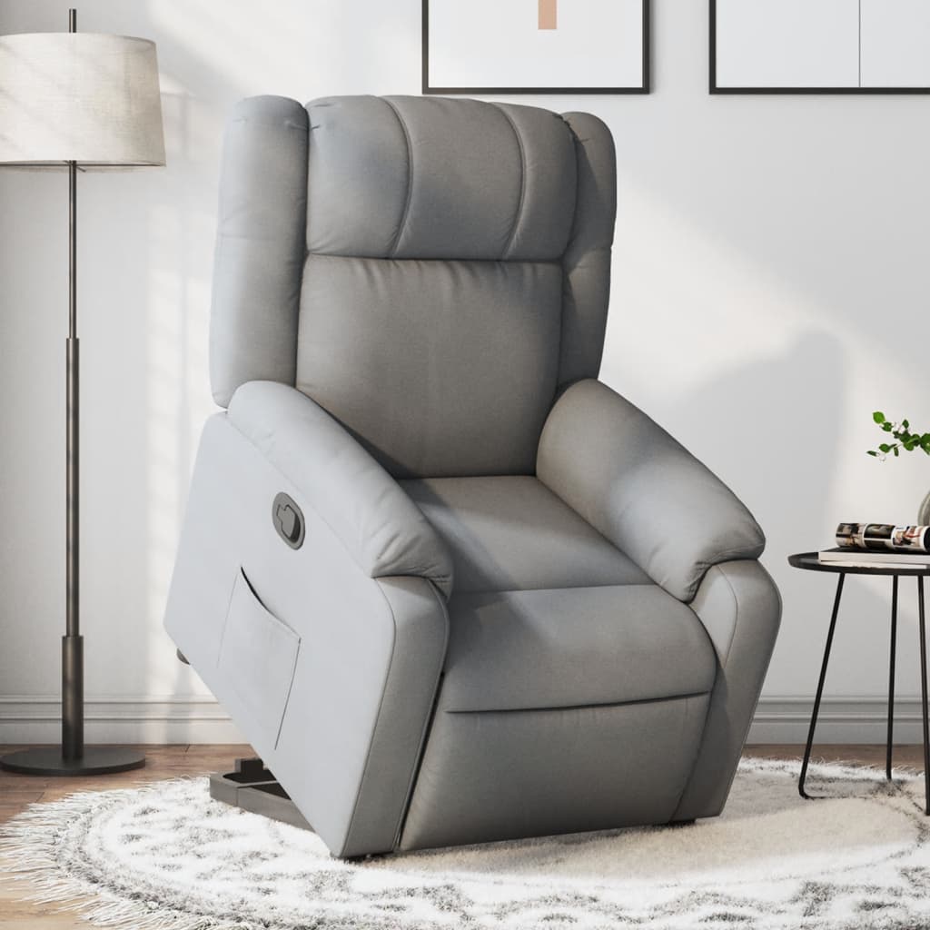 vidaXL Sillón reclinable elevable de tela gris claro