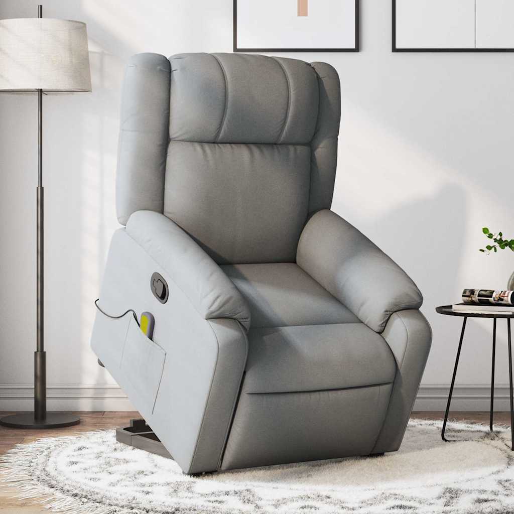 vidaXL Sillón de masaje reclinable de pie de tela gris claro