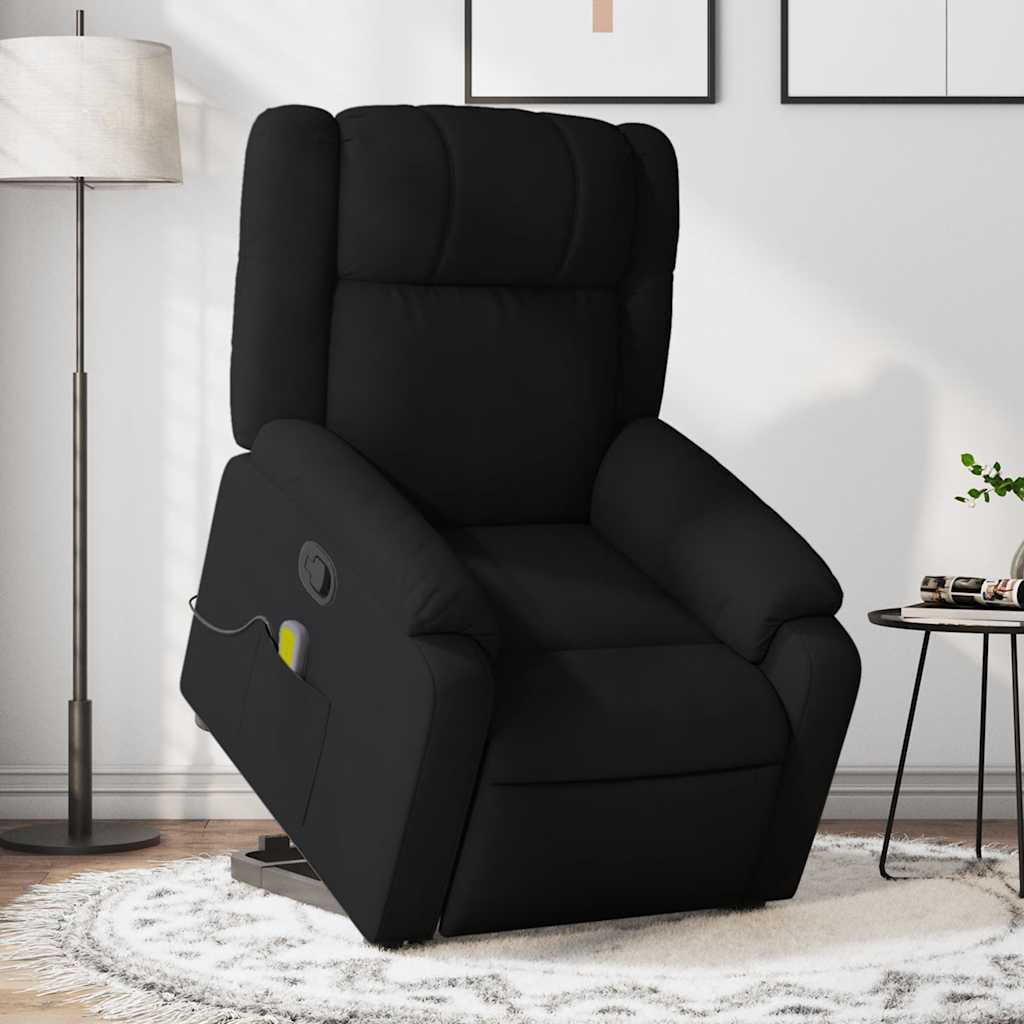 vidaXL Sillón reclinable de masaje elevable tela negro