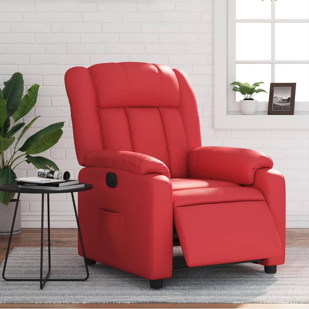 vidaXL Sillón reclinable eléctrico de cuero sintético rojo